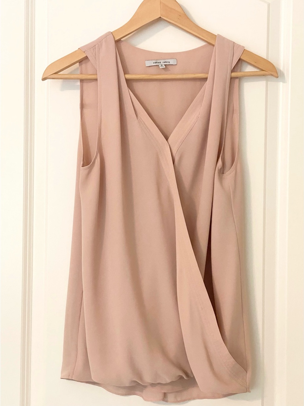 Naked Zebra Blush Wrap Tank Blouse Women’s Small Sleeveless Coquette Faux Wrap